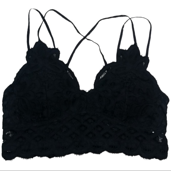 Anemone Elise large black lace padded bralette thin double straps & elastic back - Picture 5 of 14